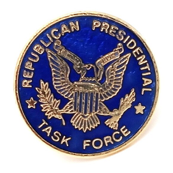 Republican Presidential Task Force Lapel Pin Blue Enamel Eagle Gold Tone Metal - Picture 1 of 17
